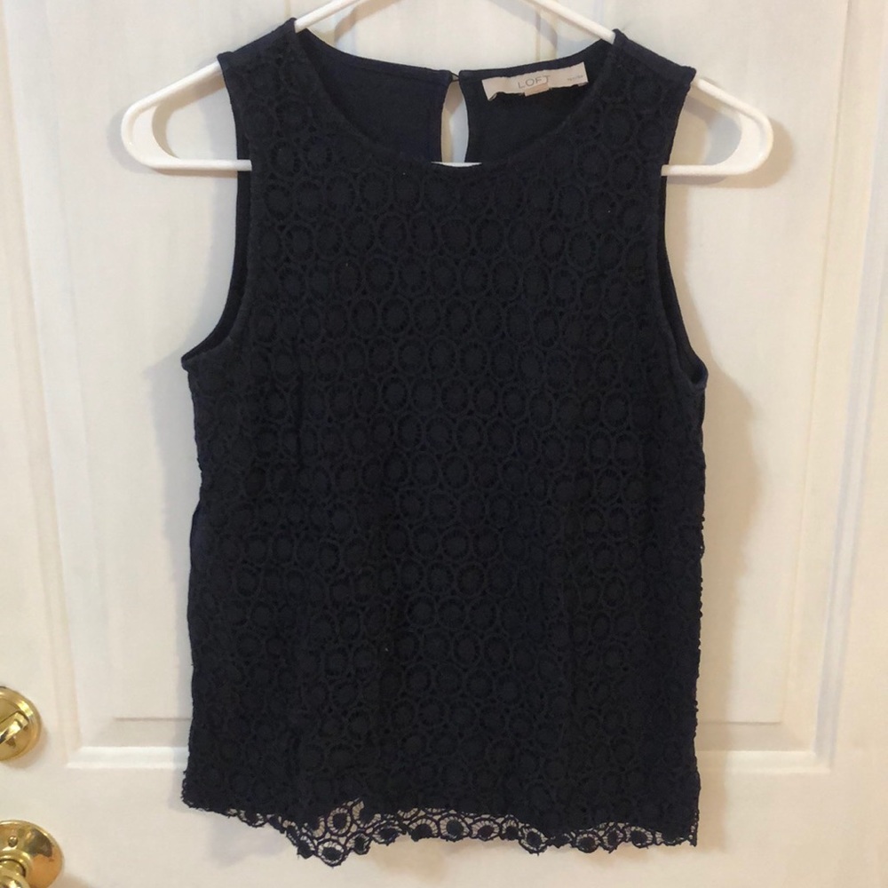 LOFT navy patterned tank top (MP)